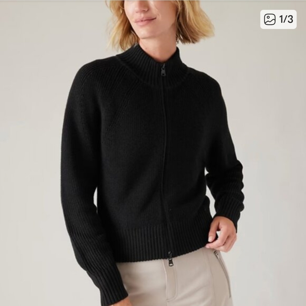 Athleta Black Zip Up Sweater Size XS